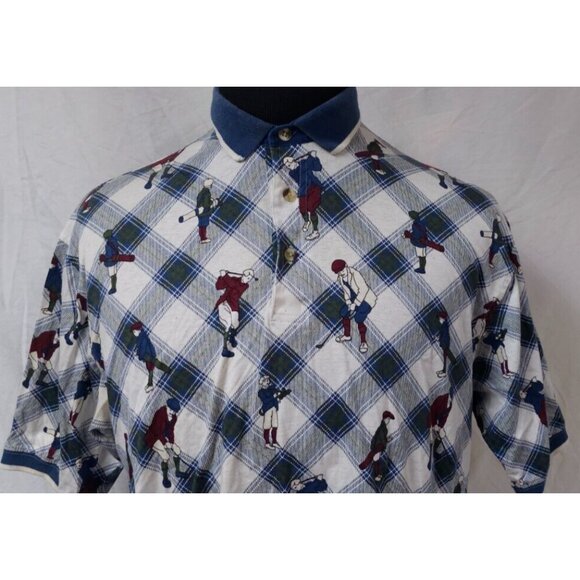 Roundtree & Yorke Golf Players Allover Print Mens L Short Sleeve Polo Shirt - Picture 4 of 12